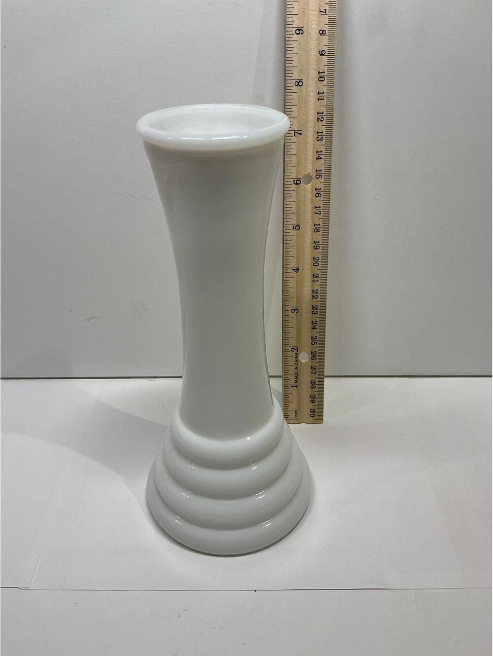 Vintage Milk Glass Bud Vase Trumpet Shape White 10” Tall Classic Decor